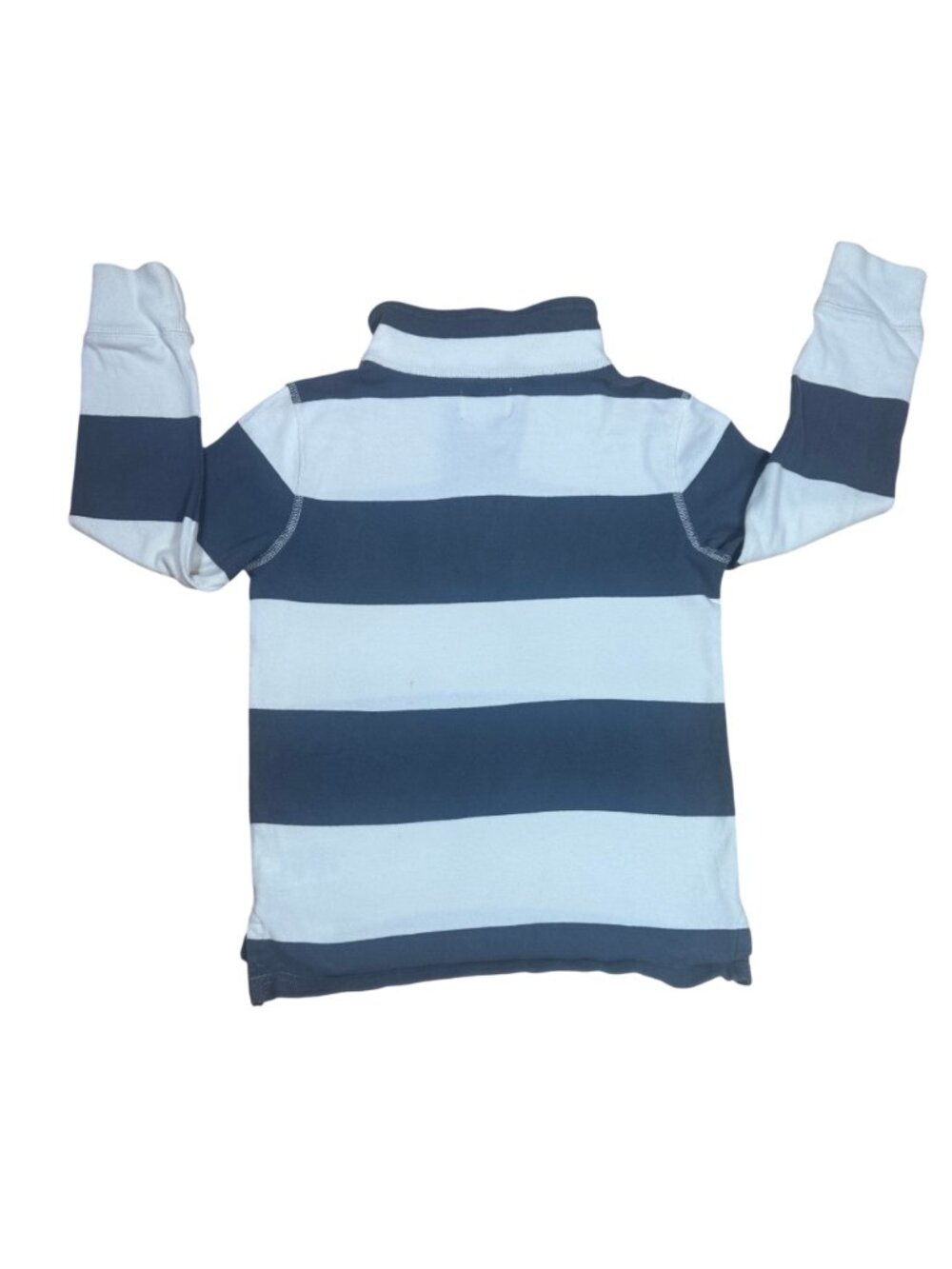 ✨ Crewcuts J.Crew Boys Gray White Striped Quarter Zip Sweatshirt Size 6-7 ✨ - Picture 2 of 6